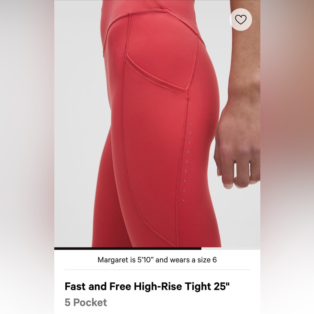 Lululemon Fast and Free High-Rise Coral Leggings
